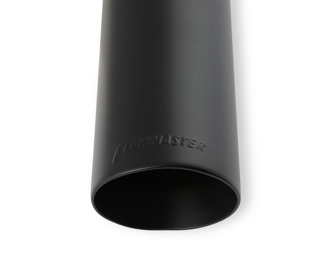 Flowmaster Exhaust Tail Pipe Tip, 2-1/2 Inch Inlet, 3-1/2 Inch Outlet, Black Ceramic Stainless Steel Finish, Round, Angled Cut – 15397B