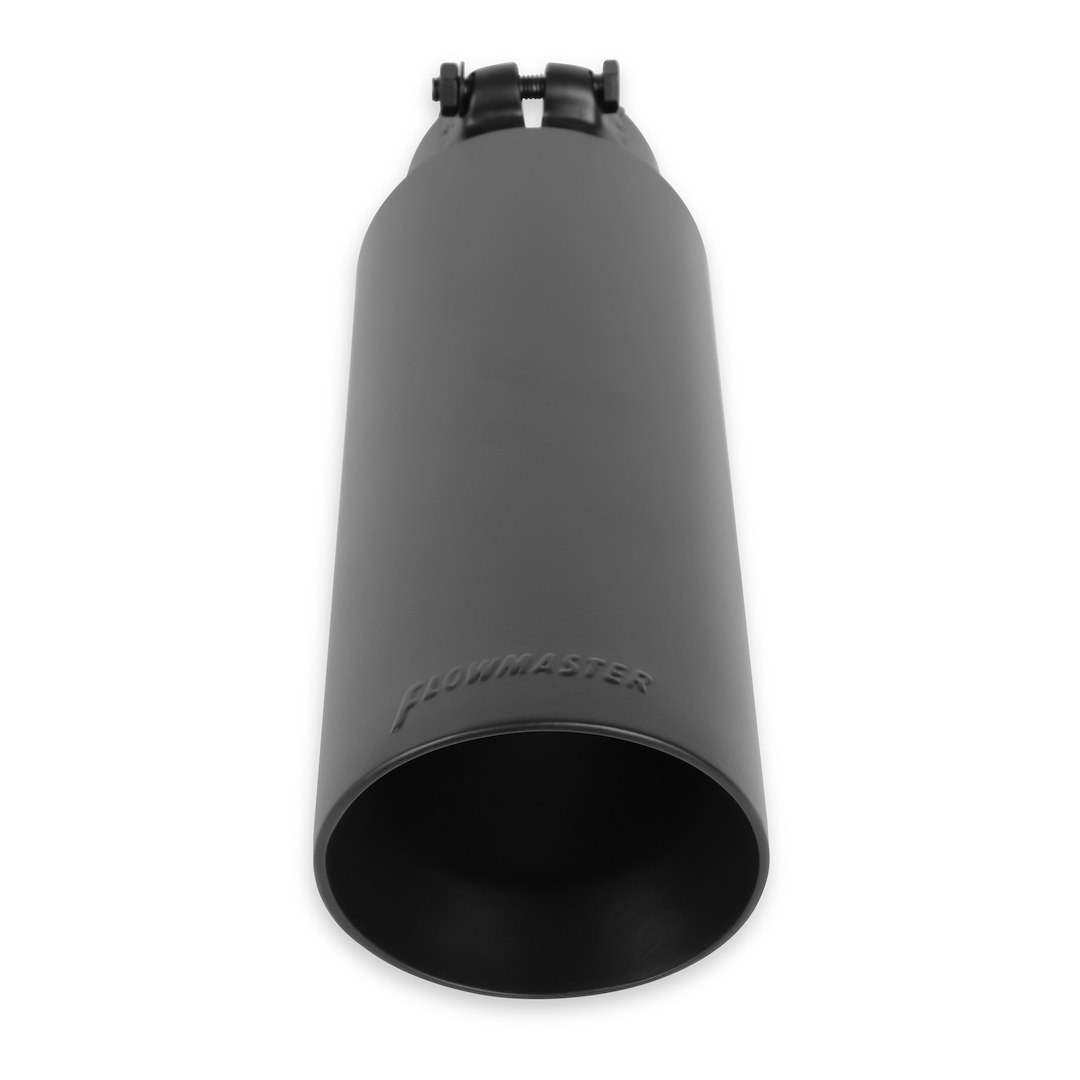 Flowmaster Exhaust Tail Pipe Tip, 3 Inch Inlet, 4 Inch Outlet, Black Ceramic Stainless Steel Finish, Round, Double Wall Angle Cut – 15398B