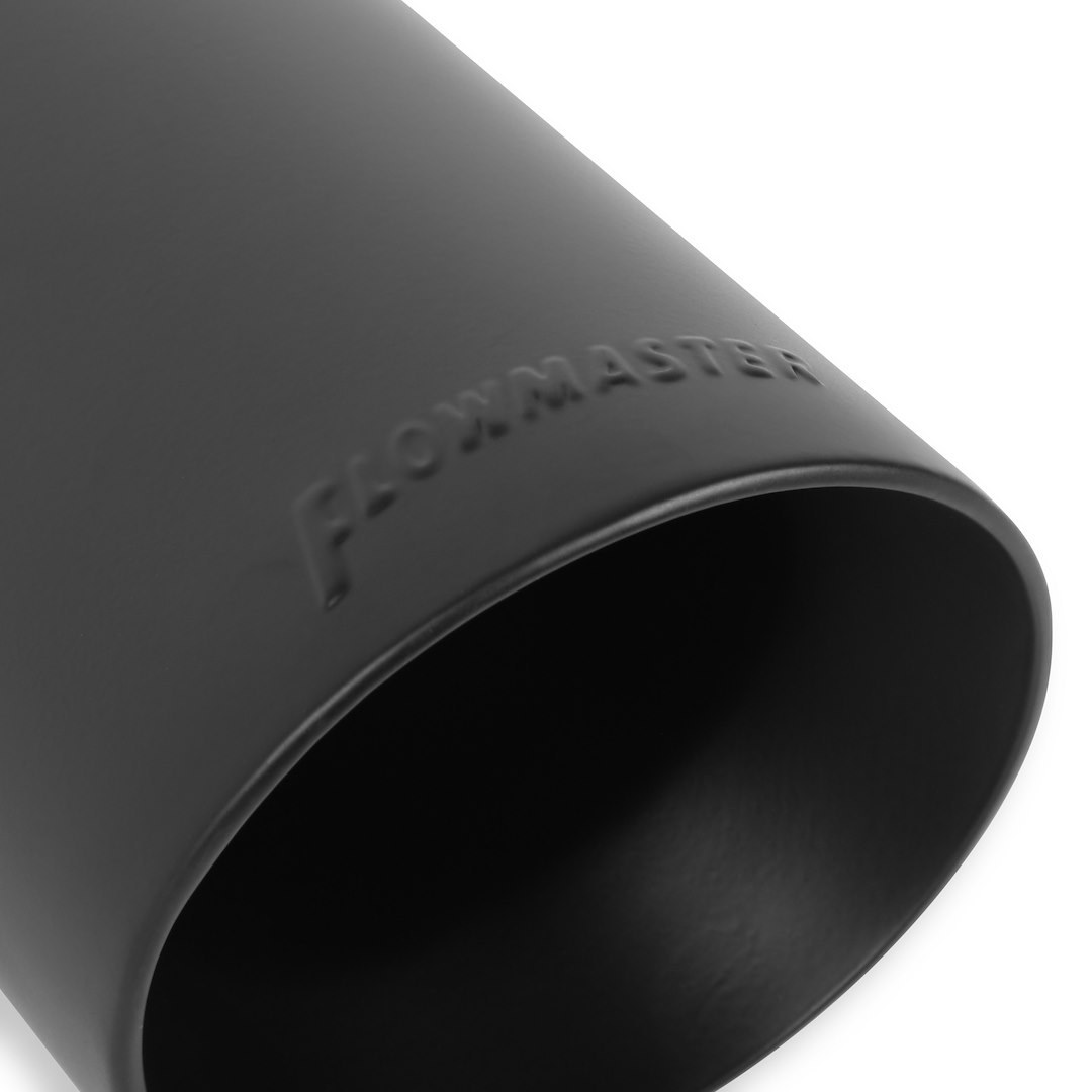 Flowmaster Exhaust Tail Pipe Tip, 3 Inch Inlet, 4 Inch Outlet, Black Ceramic Stainless Steel Finish, Round, Double Wall Angle Cut – 15398B