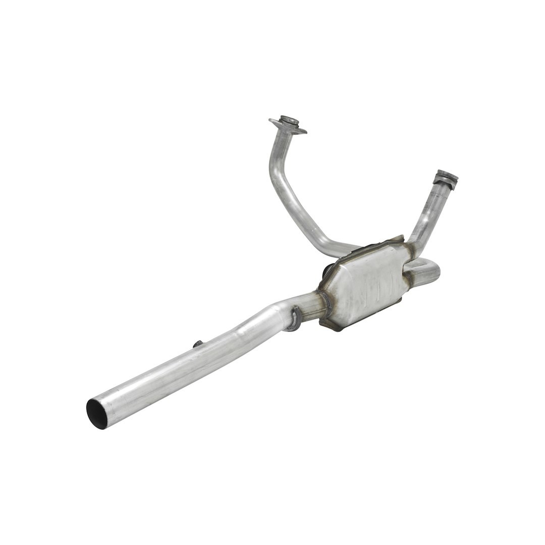 Flowmaster Catalytic Converter, Direct Fit 48 State, Stainless Steel Case, Dual 2 Inch Flanged Inlet, Single 2-1/2 Inch Clamp on Outlet – 2030004
