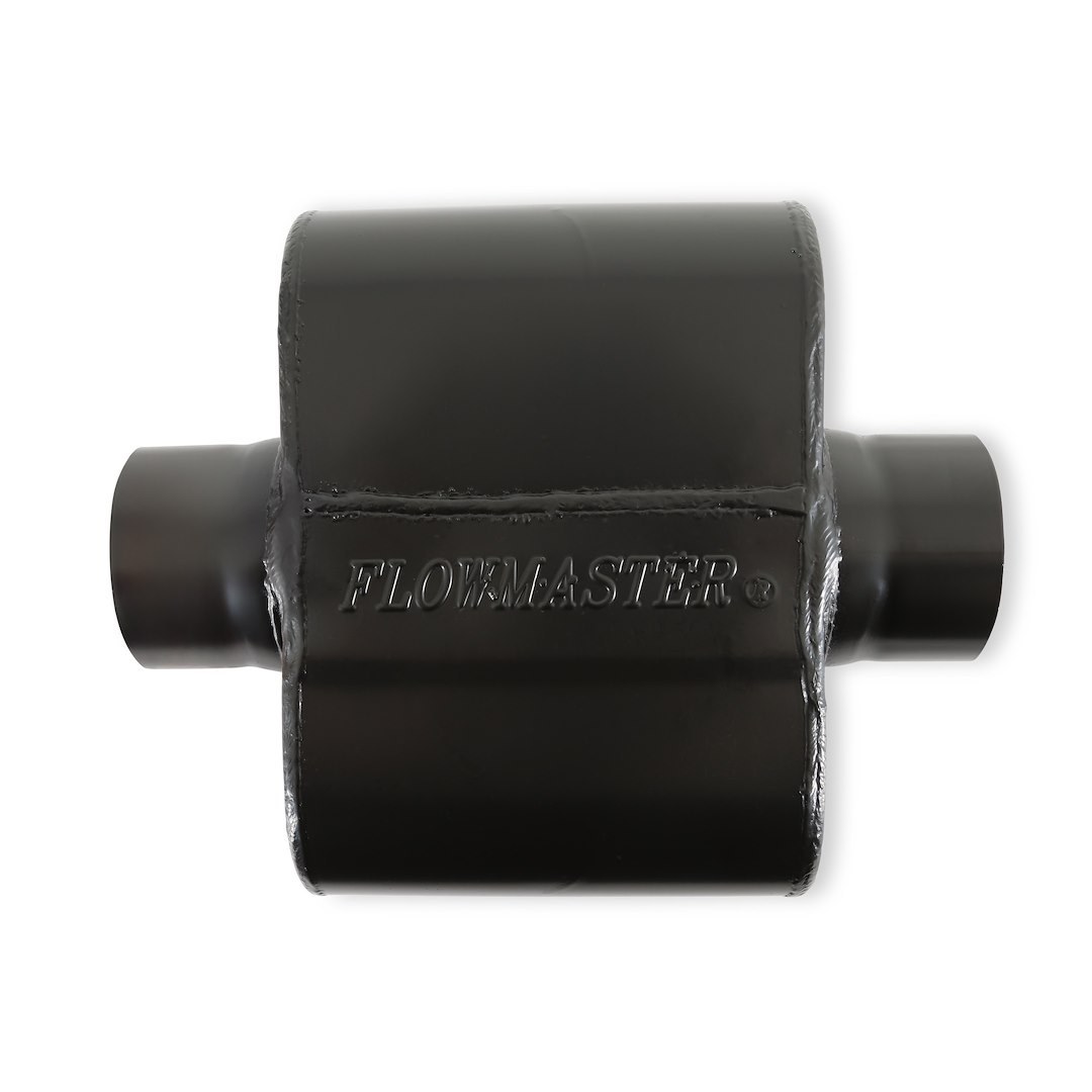 Flowmaster Exhaust Muffler, 10 Series ™ Delta Force ®, 8 Inch Width X 3 Inch Height Aluminized Steel Case, Single 2-1/2 Inch Center Inlet – 325108