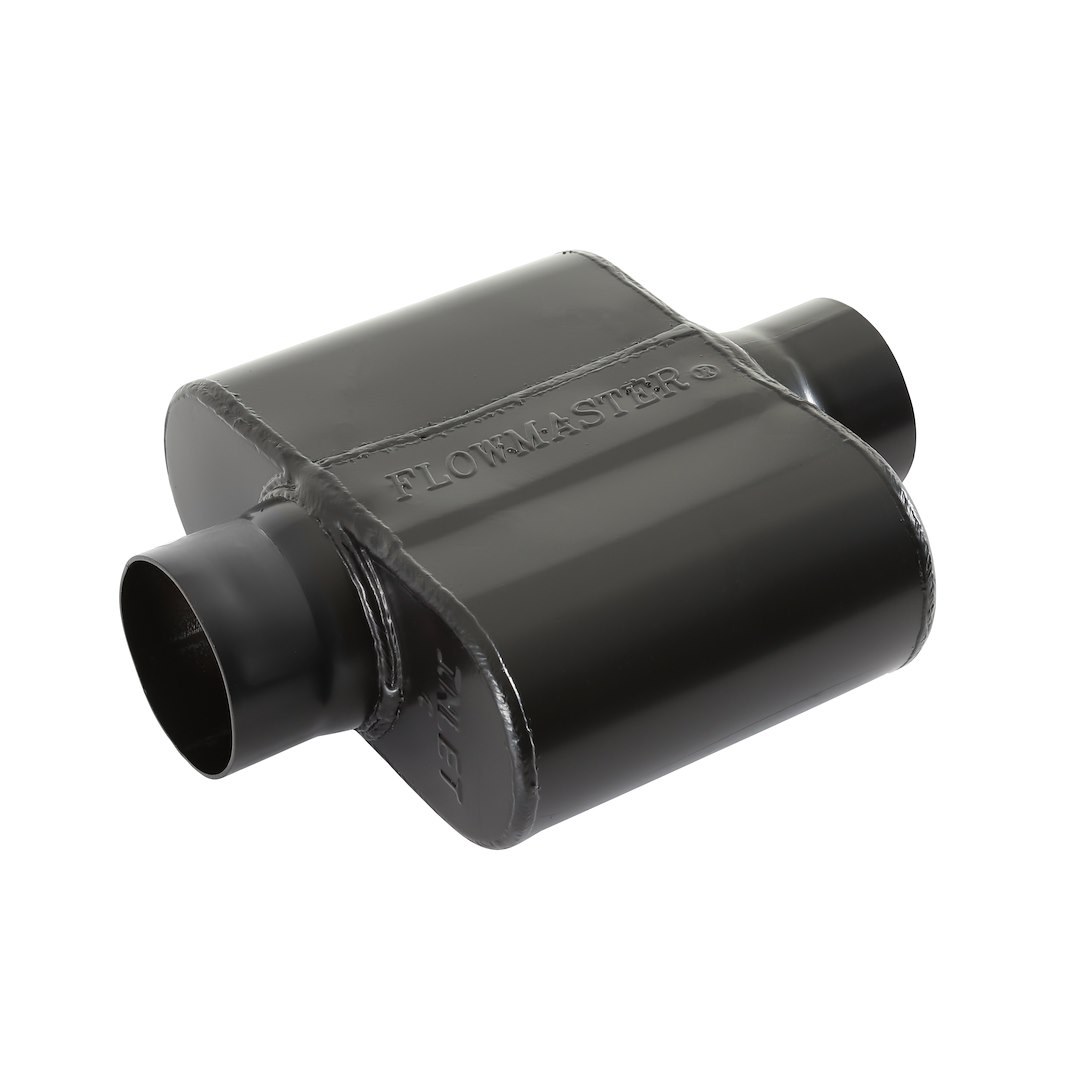Flowmaster Exhaust Muffler, 10 Series ™ Delta Force ®, 8 Inch Width X 3 Inch Height Aluminized Steel Case, Single 2-1/2 Inch Center Inlet – 325108