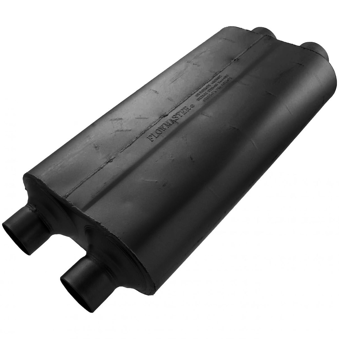 Flowmaster Exhaust Muffler, 50 Series ™ Big Block ®, 12 Inch Width X 5 Inch Height Aluminized Steel Case, Dual 3 Inch Inlet – 530504