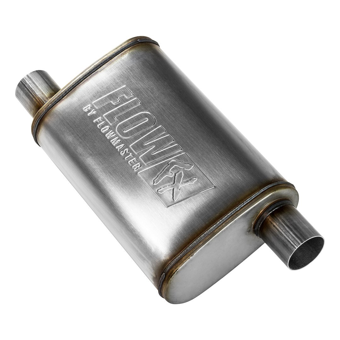Flowmaster Exhaust Muffler, Flowfx, Universal, 10 Inches Wide, Single Offset 2-1/4 Inch Inlet, Single Offset 2-1/4 Inch Outlet, 21 Inch Length – 71235