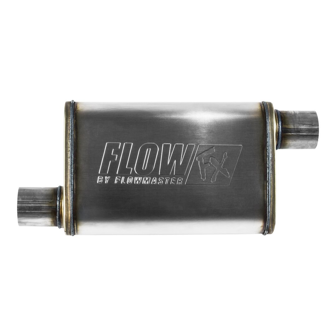 Flowmaster Exhaust Muffler, Flowfx, 10 Inches Wide, Single Offset 2-1/2 Inch Inlet, Single Offset 2-1/2 Inch Outlet, 21 Inch Length – 71236