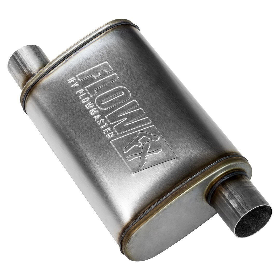 Flowmaster Exhaust Muffler, Flowfx, 10 Inches Wide, Single Offset 2-1/2 Inch Inlet, Single Offset 2-1/2 Inch Outlet, 21 Inch Length – 71236