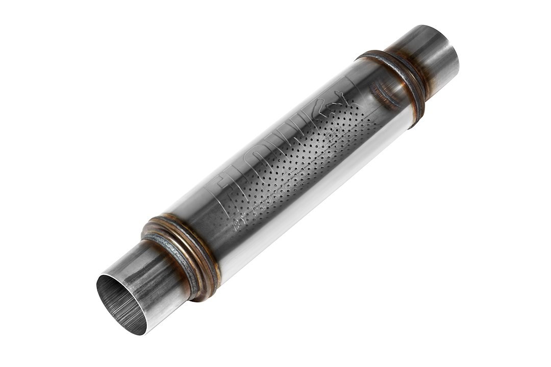 Flowmaster Exhaust Muffler, Flowfx, 4 Inch Diameter Round Stainless Steel Case, Single 2-1/4 Inch Center Inlet – 71415