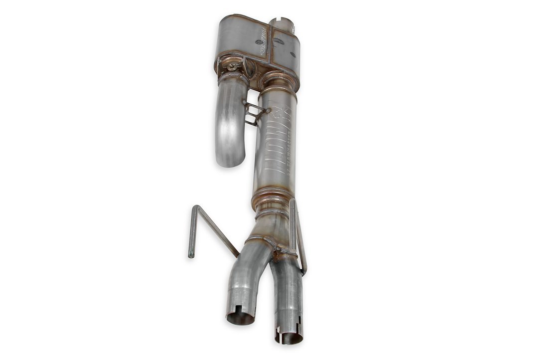 Flowmaster Exhaust Muffler, Flowfx, Stainless Steel Case, Single 3 Inch Diameter Inlet, Dual 3 Inch Diameter Center Outlet with Turndown – 717900