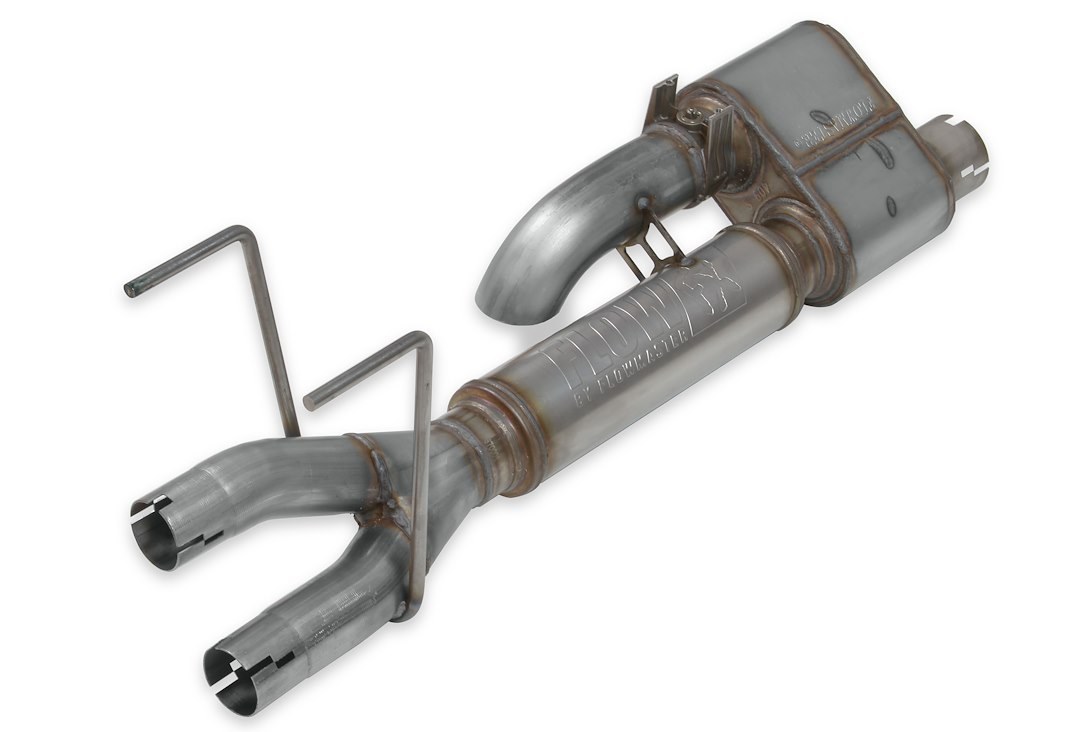 Flowmaster Exhaust Muffler, Flowfx, Stainless Steel Case, Single 3 Inch Diameter Inlet, Dual 3 Inch Diameter Center Outlet with Turndown – 717900