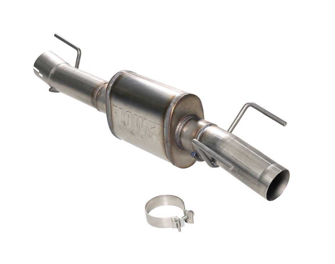 Flowmaster Exhaust Muffler, Flowfx, Direct-Fit, Oval Stainless Steel Case, Single Center 3-1/2 Inch Inlet, Single Center 3-1/2 Inch Outlet – 717941