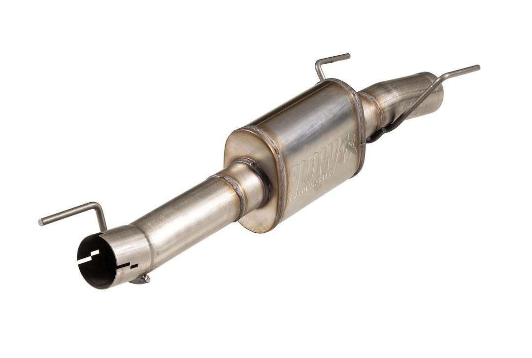 Flowmaster Exhaust Muffler, Flowfx, Direct-Fit, Oval Stainless Steel Case, Single Center 3-1/2 Inch Inlet, Single Center 3-1/2 Inch Outlet – 717941