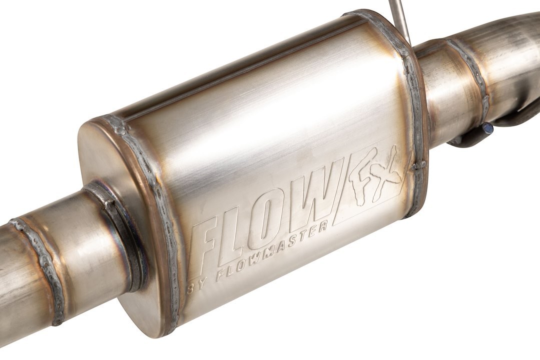 Flowmaster Exhaust Muffler, Flowfx, Direct-Fit, Oval Stainless Steel Case, Single Center 3-1/2 Inch Inlet, Single Center 3-1/2 Inch Outlet – 717941