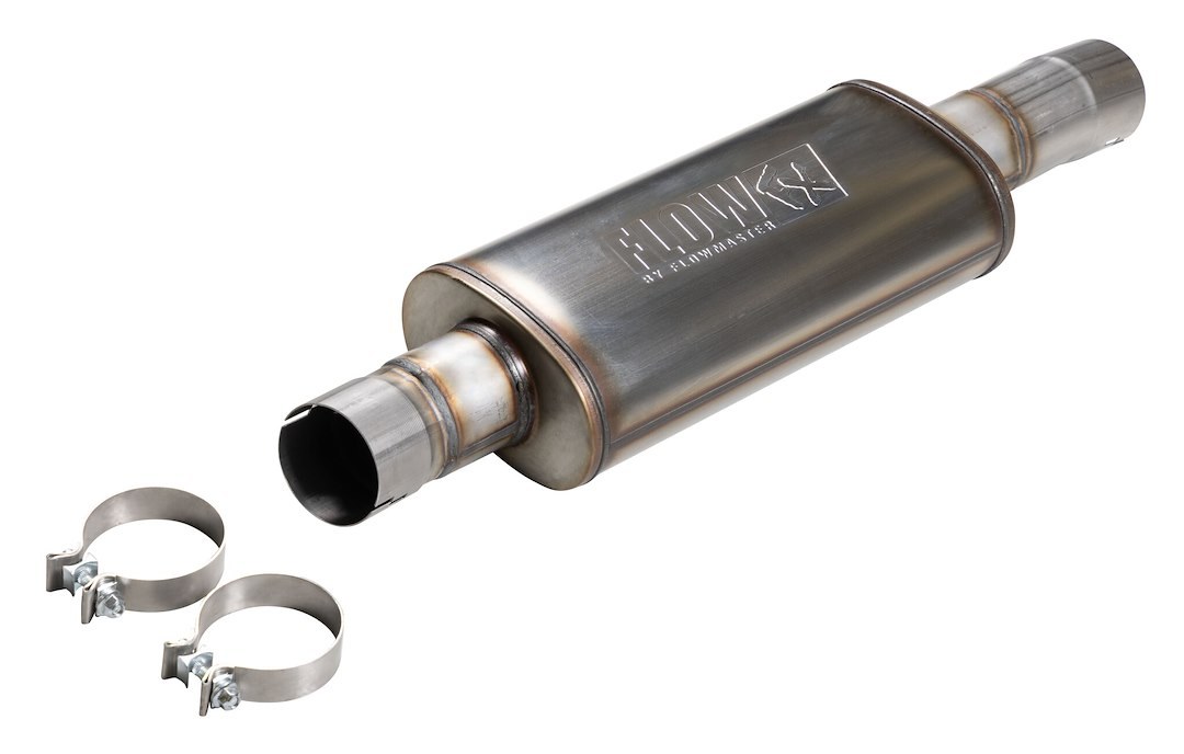 Flowmaster Exhaust Muffler, Flowfx, Direct-Fit, Round 5 Inch Stainless Steel Case, Single Center 3-1/2 Inch Inlet – 718155