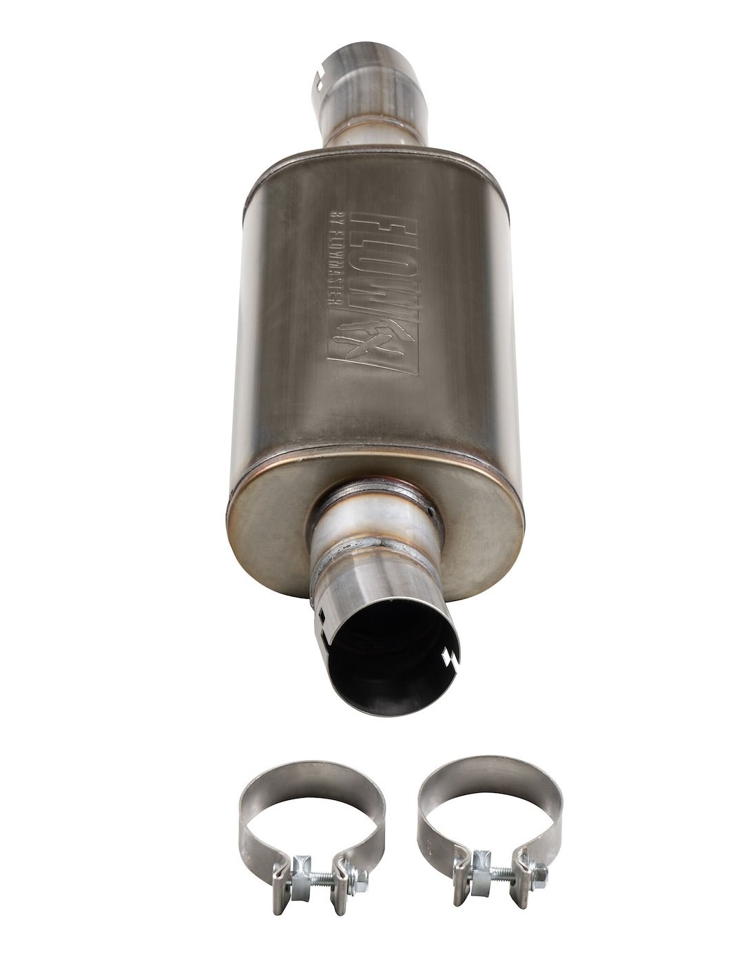 Flowmaster Exhaust Muffler, Flowfx, Direct-Fit, Round 5 Inch Stainless Steel Case, Single Center 3-1/2 Inch Inlet – 718155