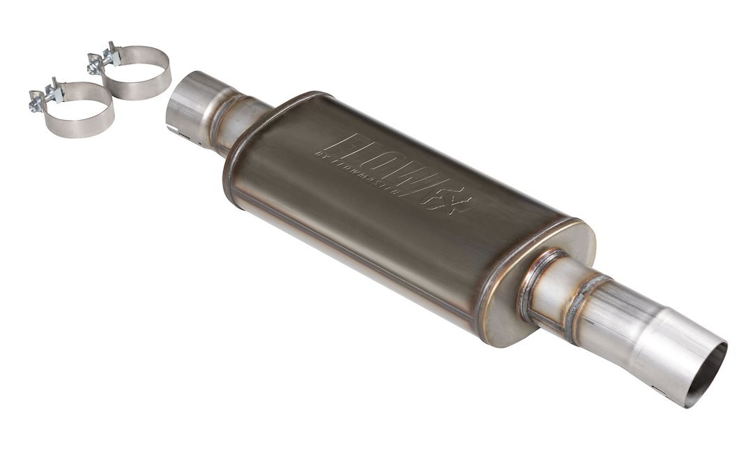 Flowmaster Exhaust Muffler, Flowfx, Direct-Fit, Round 5 Inch Stainless Steel Case, Single Center 3-1/2 Inch Inlet – 718155