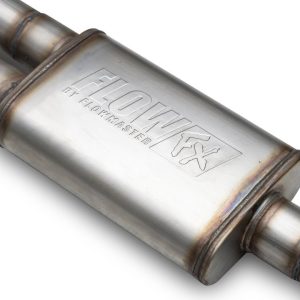 Flowmaster Exhaust Muffler, Flowfx, 9 Inch Width X 4 Inch Height Oval Stainless Steel Case, Single 2-3/4 Inch Center Inlet – 718172