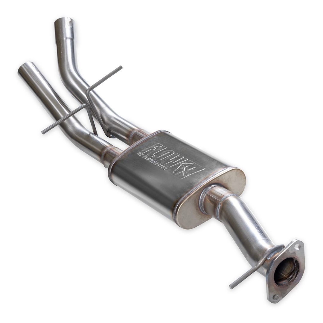 Flowmaster Exhaust Muffler, Flowfx, Oval 409S Stainless Steel Case, 3 Inch Center Inlet, Dual 2-1/2 Inch Dual Outlet – 718195