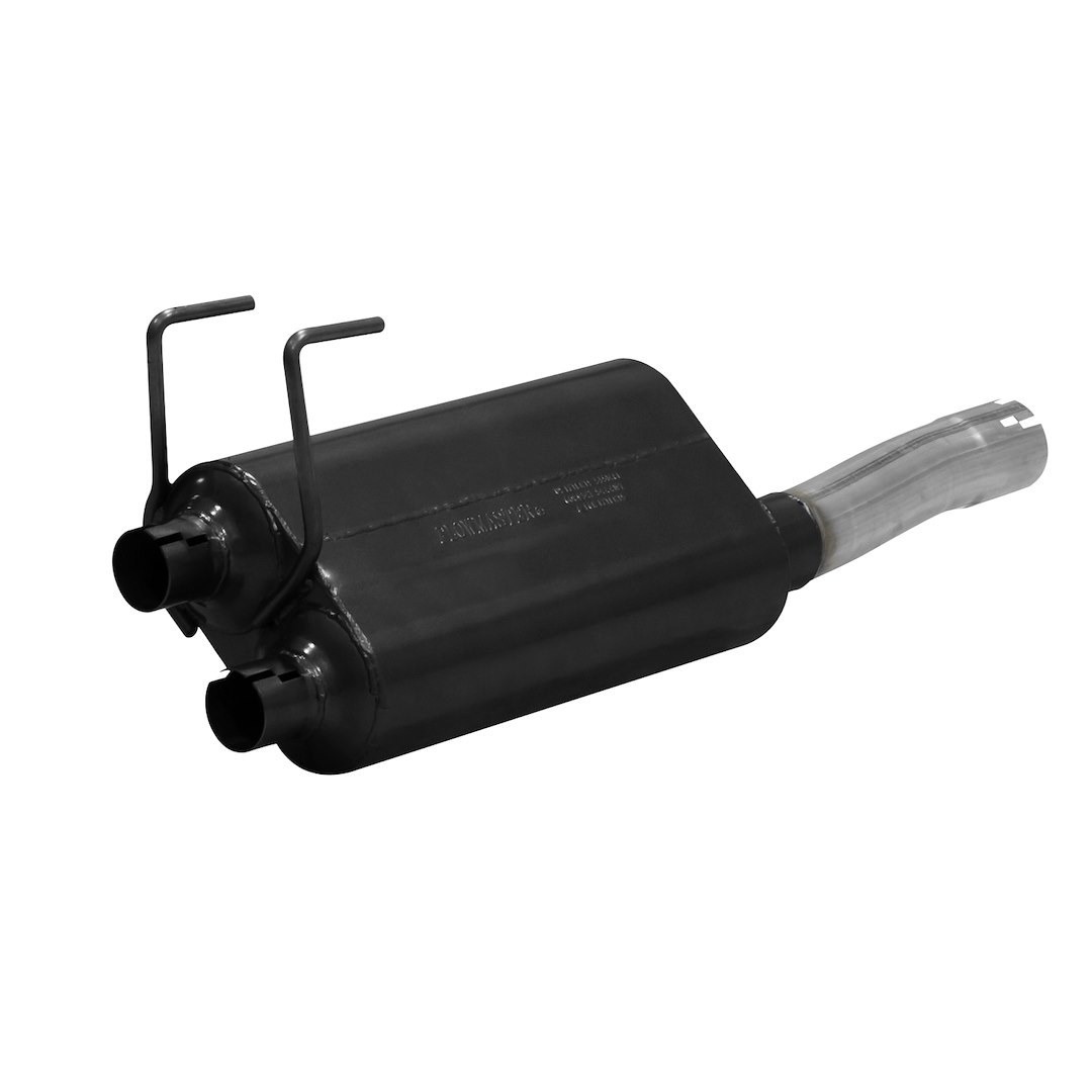 Flowmaster Exhaust Muffler, American Thunder ®, 409 Stainless Steel, Single 3 Inch Offset Inlet, Dual 2-1/4 Inch Outlet – 817568