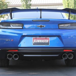 Flowmaster Exhaust System Kit, American Thunder ® Axle Back System, Stainless Steel, With Mufflers, 3 Inch Pipe Diameter – 817746