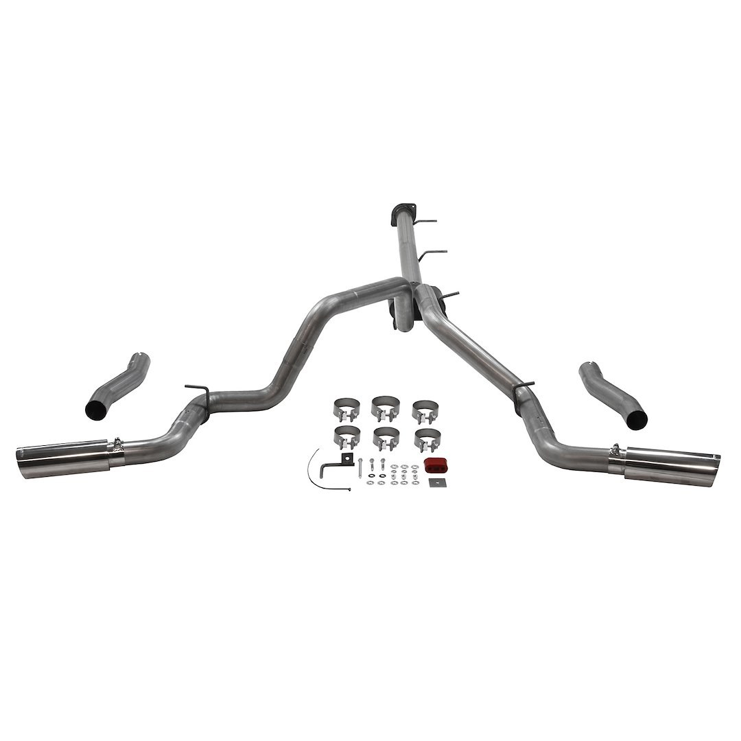 Flowmaster Exhaust System Kit, Outlaw ® Cat-Back System, Stainless Steel, With Muffler, 3 Inch Pipe Diameter, Single Exhaust with Dual Exit – 818112