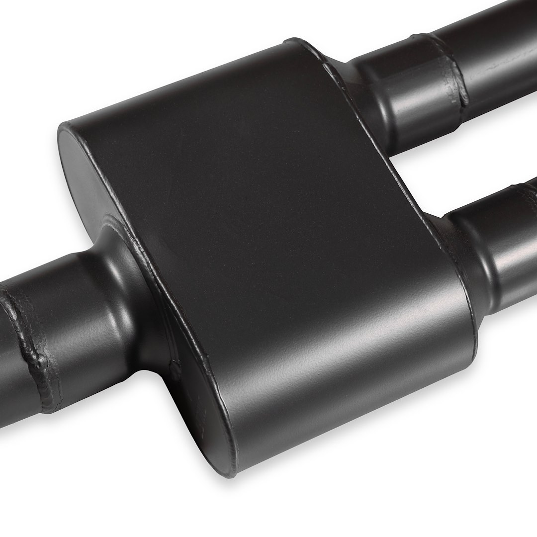 Flowmaster Exhaust Muffler, American Thunder®, Oval 409S Stainless Steel Case, 3 Inch Center Inlet, Dual 2-1/2 Inch Dual Outlet – 818196