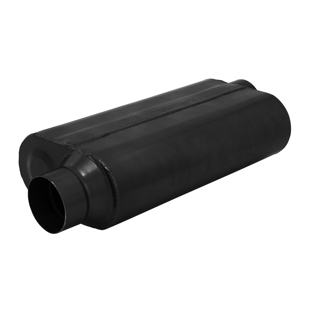 Flowmaster Exhaust Muffler, 50 Series ™ Heavy Duty, 10 Inch Width X 5 Inch Height Oval Stainless Steel Case, Single 3-1/2 Inch Offset Inlet – 853558