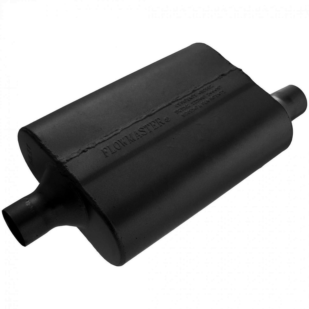 Flowmaster Exhaust Muffler, 40 Series ™ Delta Flow ®, 9-3/4 Inch Width X 4 Inch Height Black Coated Aluminized Steel Case – 942042