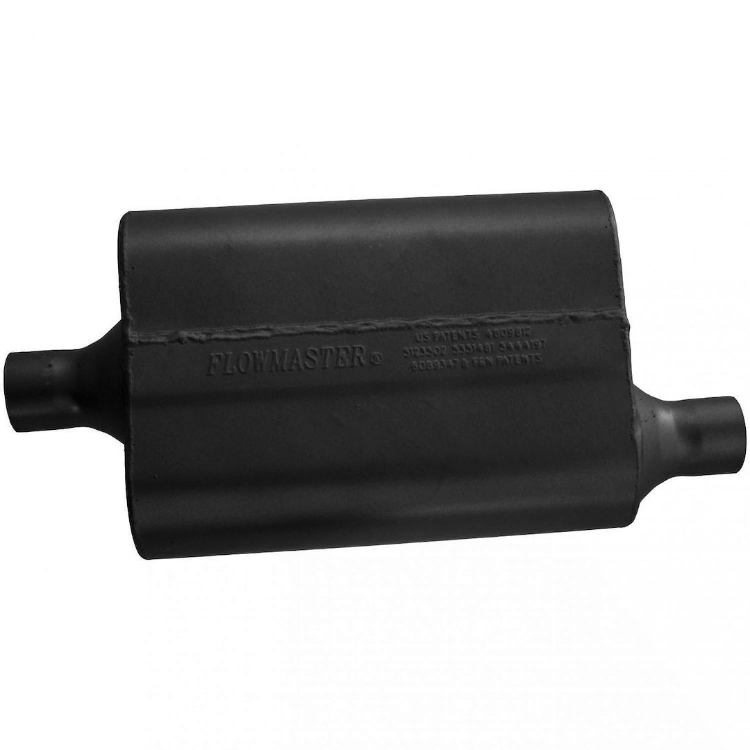 Flowmaster Exhaust Muffler, 40 Series ™ Delta Flow ®, 9-3/4 Inch Width X 4 Inch Height Black Coated Aluminized Steel Case – 942042