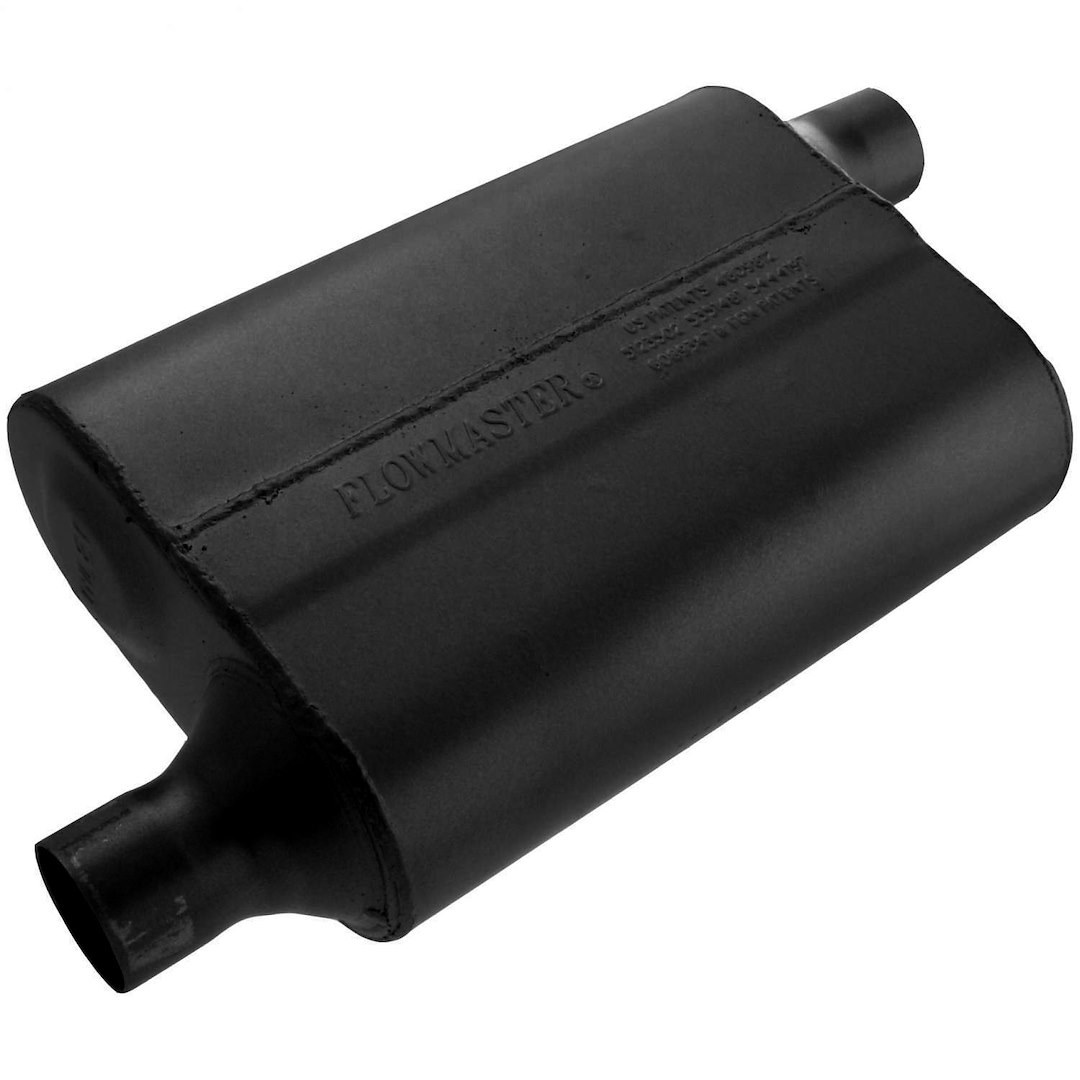 Flowmaster Exhaust Muffler, 40 Series ™ Delta Flow ®, 9-3/4 Inch Width X 4 Inch Height Black Coated Aluminized Steel Case – 942043