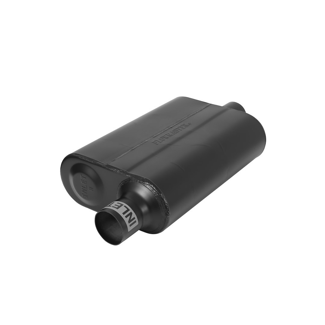 Flowmaster Exhaust Muffler, 40 Series ™ Delta Flow ®, 9-3/4 Inch Width X 4 Inch Height Black Coated Aluminized Steel Case – 942441