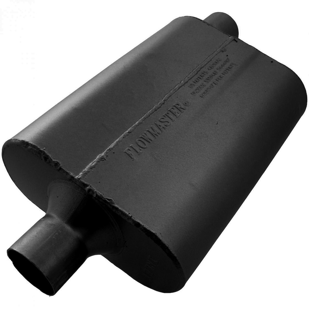 Flowmaster Exhaust Muffler, 40 Series ™ Delta Flow ®, 9-3/4 Inch Width X 4 Inch Height Black Coated Aluminized Steel Case – 942442