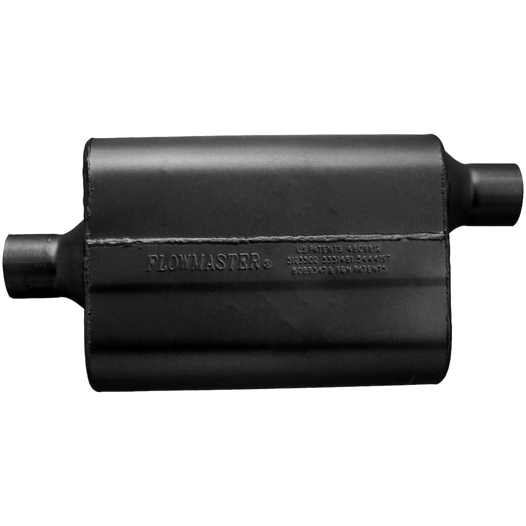 Flowmaster Exhaust Muffler, 40 Series ™ Delta Flow ®, 9-3/4 Inch Width X 4 Inch Height Black Coated Aluminized Steel Case – 942442