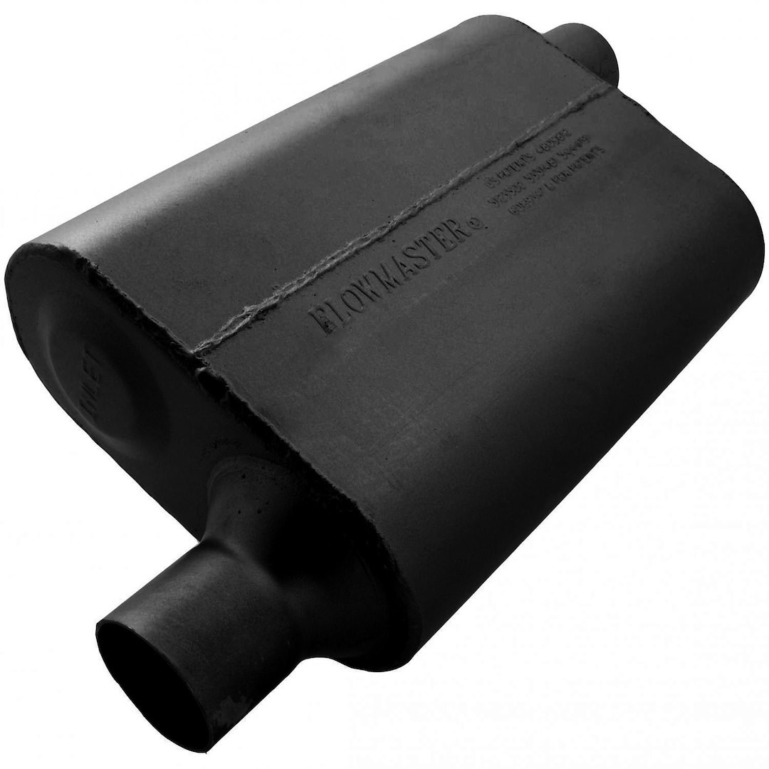 Flowmaster Exhaust Muffler, 40 Series ™ Delta Flow ®, 9-3/4 Inch Width X 4 Inch Height Black Coated Aluminized Steel Case – 942443
