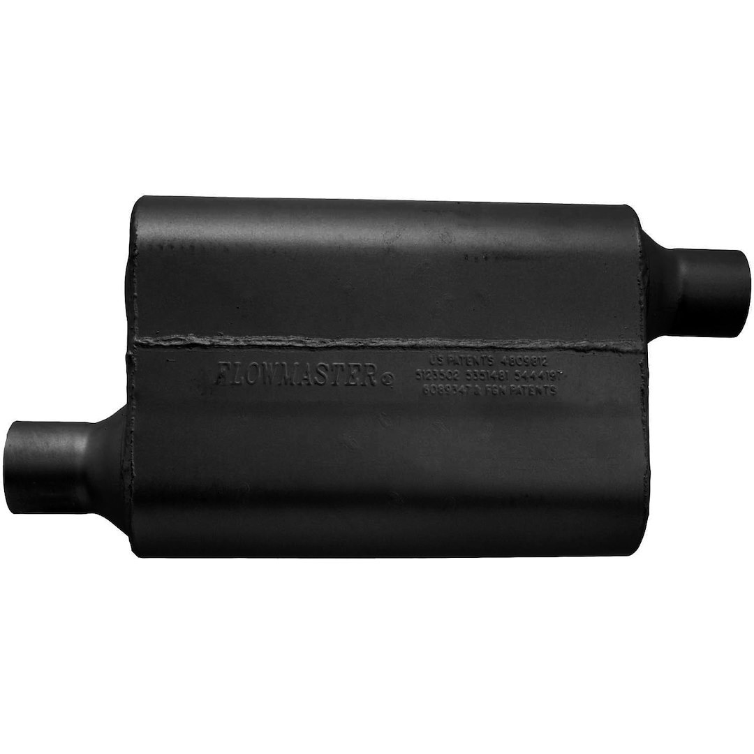 Flowmaster Exhaust Muffler, 40 Series ™ Delta Flow ®, 9-3/4 Inch Width X 4 Inch Height Black Coated Aluminized Steel Case – 942443