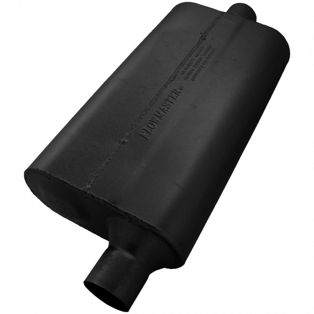 Flowmaster Exhaust Muffler, 50 Series ™ Delta Flow ®, 9-3/4 Inch Width X 4 Inch Height Aluminized Steel Case, Single 2-1/4 Inch Offset Inlet – 942451
