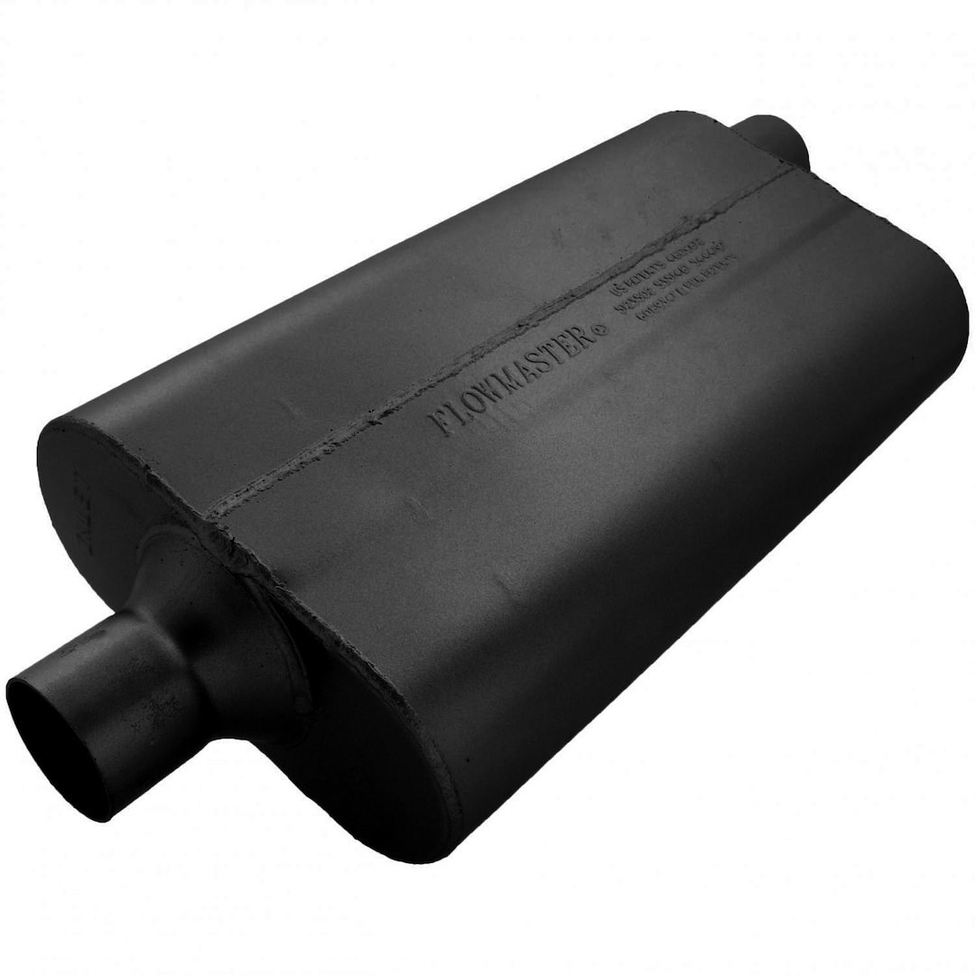 Flowmaster Exhaust Muffler, 50 Series ™ Delta Flow ®, 9-3/4 Inch Width X 4 Inch Height Aluminized Steel Case, Single 2-1/4 Inch Center Inlet – 942452