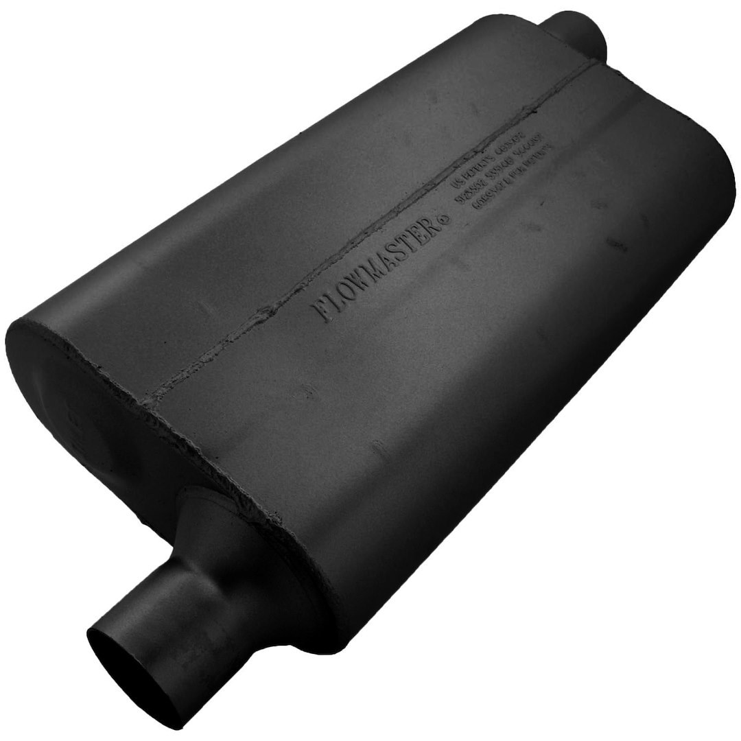 Flowmaster Exhaust Muffler, 50 Series ™ Delta Flow ®, 9-3/4 Inch Width X 4 Inch Height Aluminized Steel Case, Single 2-1/4 Inch Offset Inlet – 942453