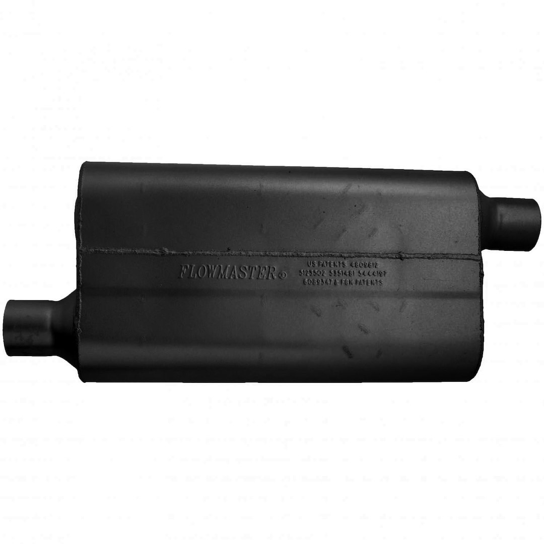 Flowmaster Exhaust Muffler, 50 Series ™ Delta Flow ®, 9-3/4 Inch Width X 4 Inch Height Aluminized Steel Case, Single 2-1/4 Inch Offset Inlet – 942453