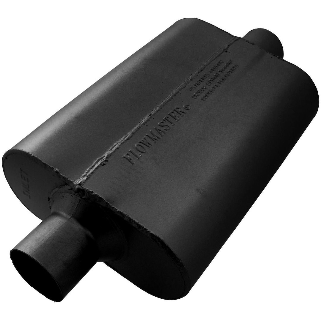Flowmaster Exhaust Muffler, 40 Series ™ Delta Flow ®, 9-3/4 Inch Width X 4 Inch Height Black Coated Aluminized Steel Case – 942540