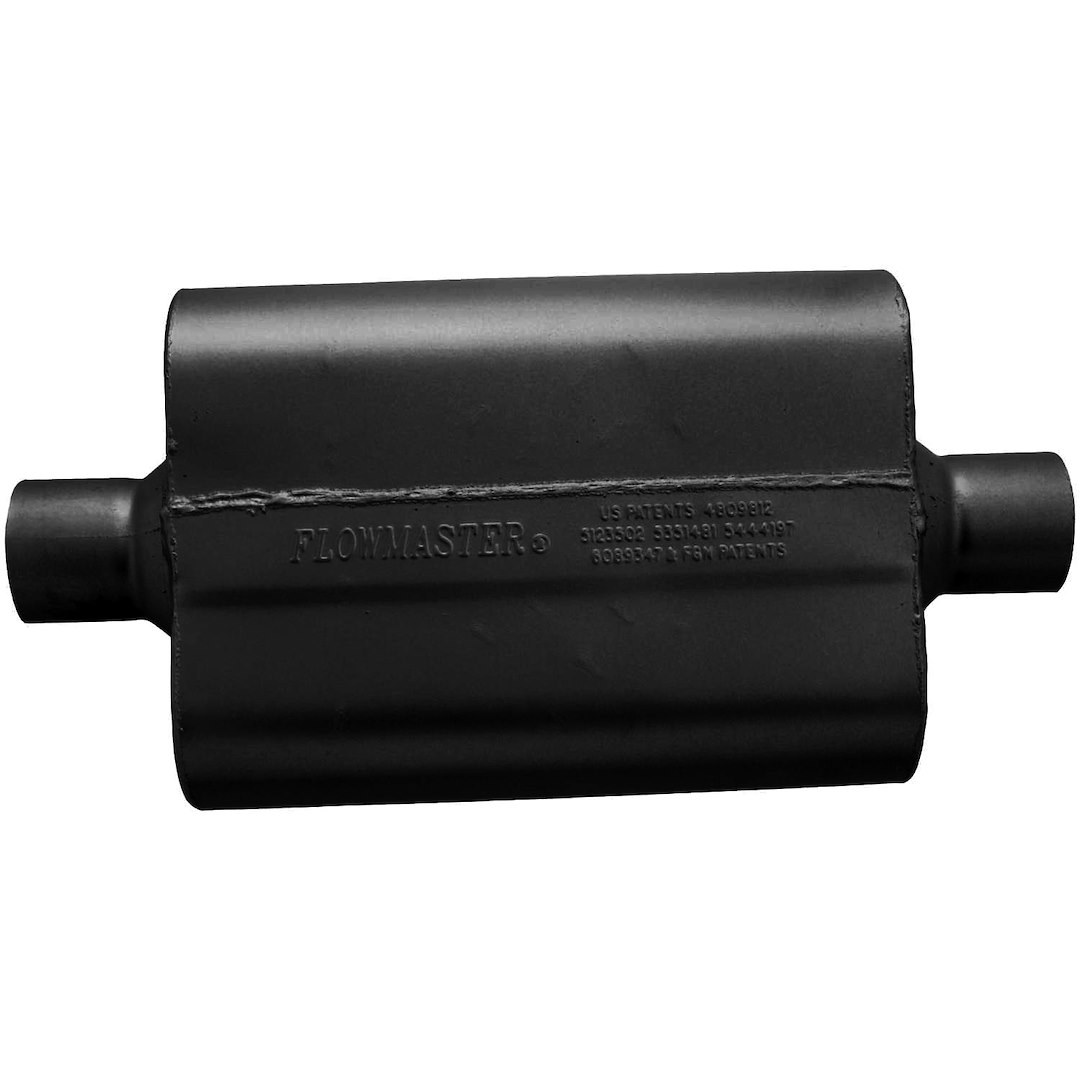 Flowmaster Exhaust Muffler, 40 Series ™ Delta Flow ®, 9-3/4 Inch Width X 4 Inch Height Black Coated Aluminized Steel Case – 942540