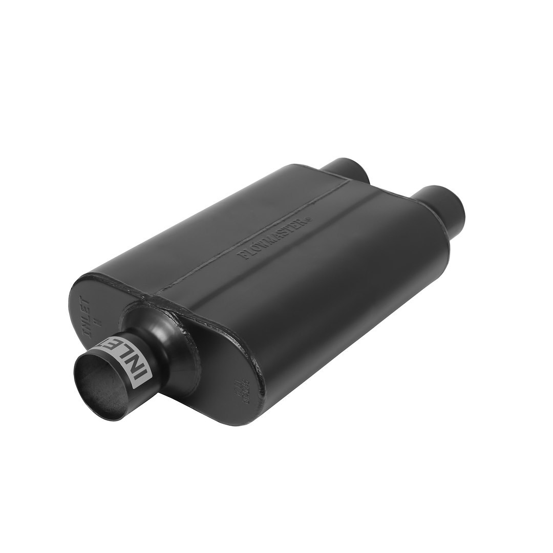 Flowmaster Exhaust Muffler, 40 Series ™ Delta Flow ®, 9-3/4 Inch Width X 4 Inch Height Black Coated Aluminized Steel Case – 9425400