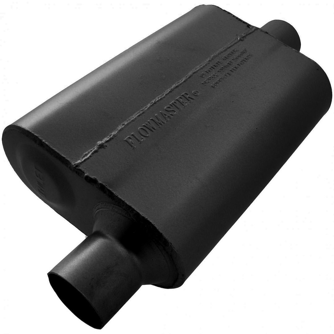 Flowmaster Exhaust Muffler, 40 Series ™ Delta Flow ®, 9-3/4 Inch Width X 4 Inch Height Black Coated Aluminized Steel Case – 942541