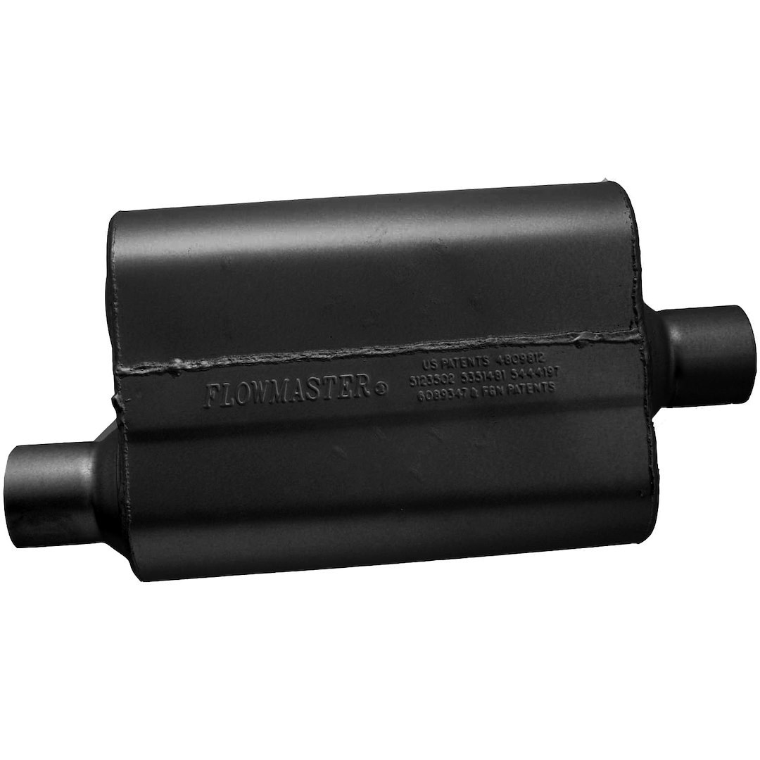 Flowmaster Exhaust Muffler, 40 Series ™ Delta Flow ®, 9-3/4 Inch Width X 4 Inch Height Black Coated Aluminized Steel Case – 942541