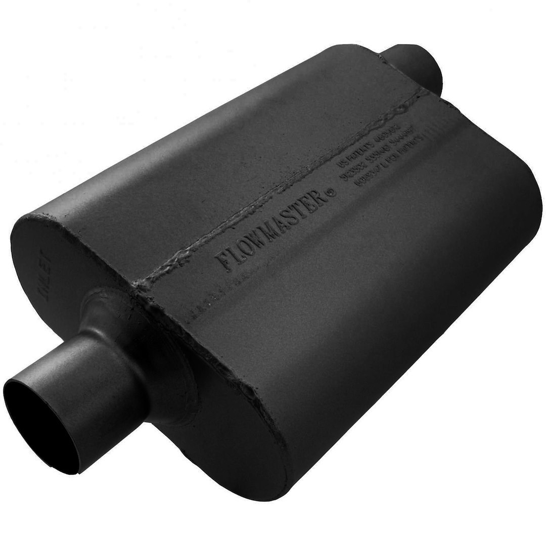 Flowmaster Exhaust Muffler, 40 Series ™ Delta Flow ®, 9-3/4 Inch Width X 4 Inch Height Black Coated Aluminized Steel Case – 942542