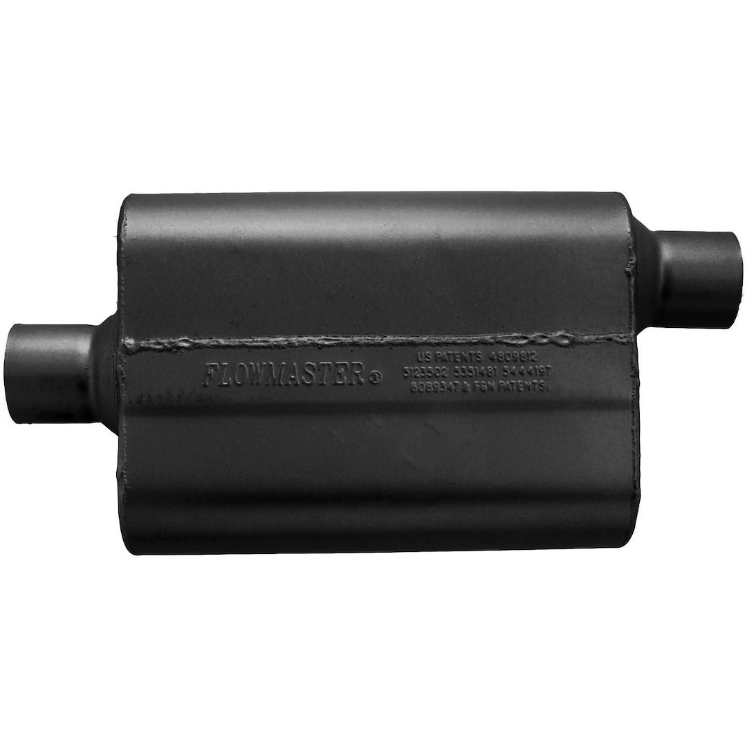 Flowmaster Exhaust Muffler, 40 Series ™ Delta Flow ®, 9-3/4 Inch Width X 4 Inch Height Black Coated Aluminized Steel Case – 942542