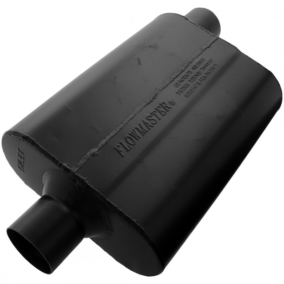 Flowmaster Exhaust Muffler, Super 44 ™ Delta Flow ®, 9-3/4 Inch Width X 4 Inch Height Aluminized Steel Case, Single 2-1/2 Inch Center Inlet – 942547