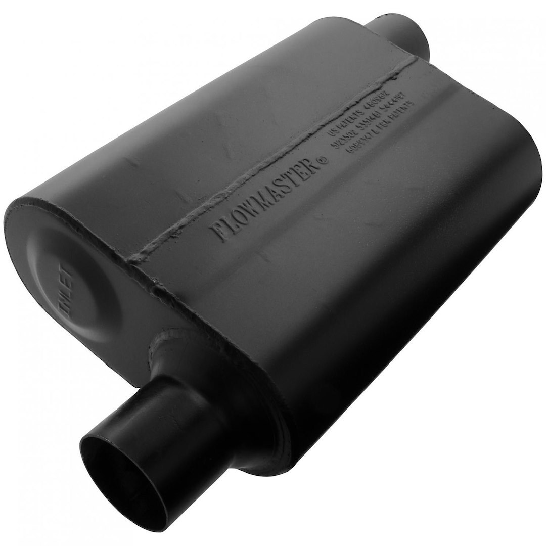 Flowmaster Exhaust Muffler, Super 44 ™ Delta Flow ®, 9-3/4 Inch Width X 4 Inch Height Aluminized Steel Case, Single 2-1/2 Inch Offset Inlet – 942548