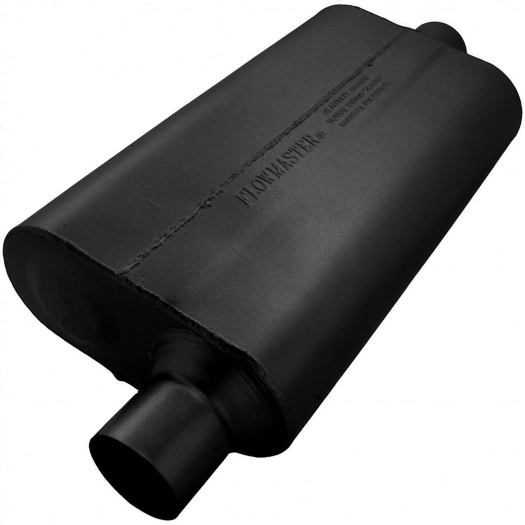 Flowmaster Exhaust Muffler, 50 Series ™ Delta Flow ®, 9-3/4 Inch Width X 4 Inch Height Aluminized Steel Case, Single 2-1/2 Inch Offset Inlet – 942551