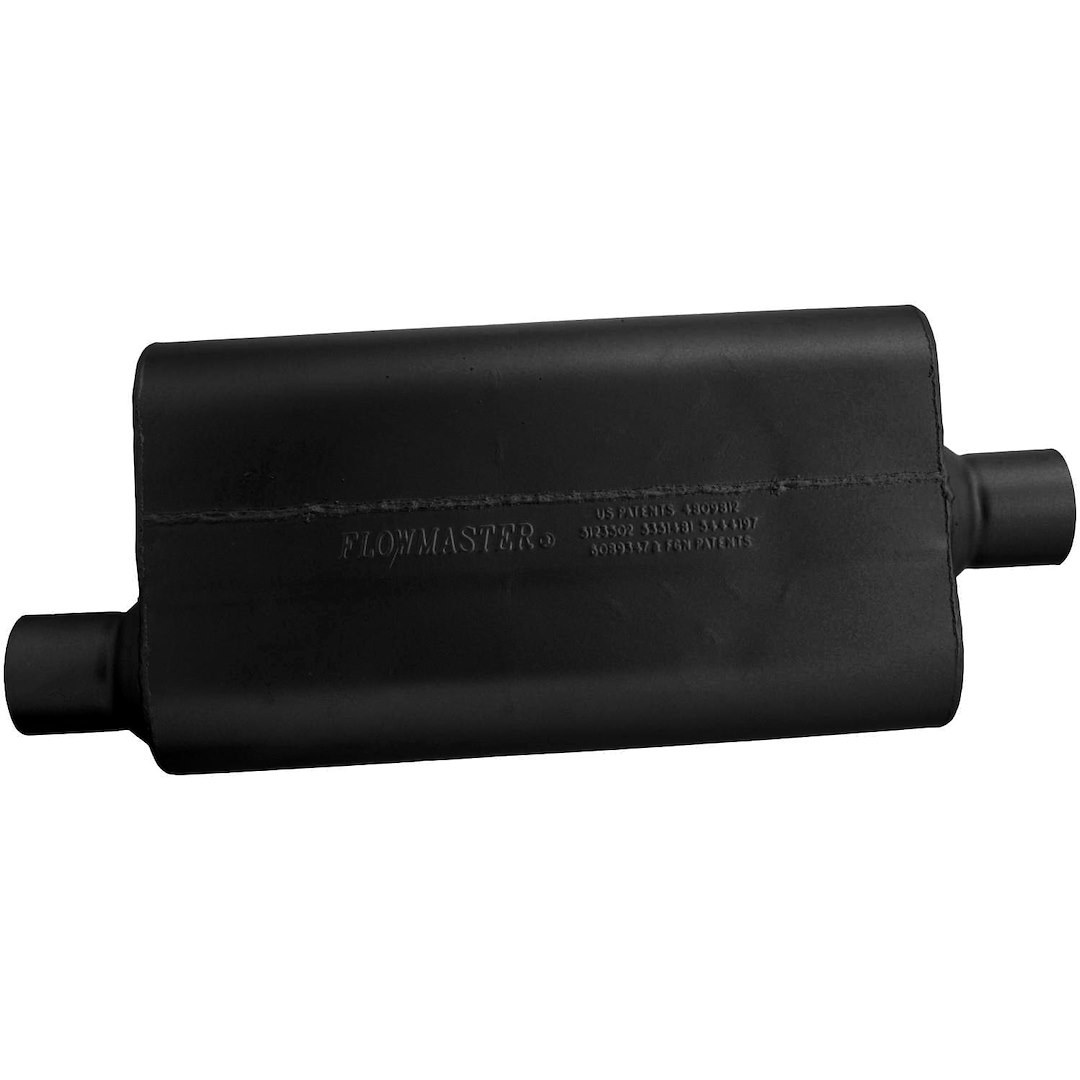 Flowmaster Exhaust Muffler, 50 Series ™ Delta Flow ®, 9-3/4 Inch Width X 4 Inch Height Aluminized Steel Case, Single 2-1/2 Inch Offset Inlet – 942551