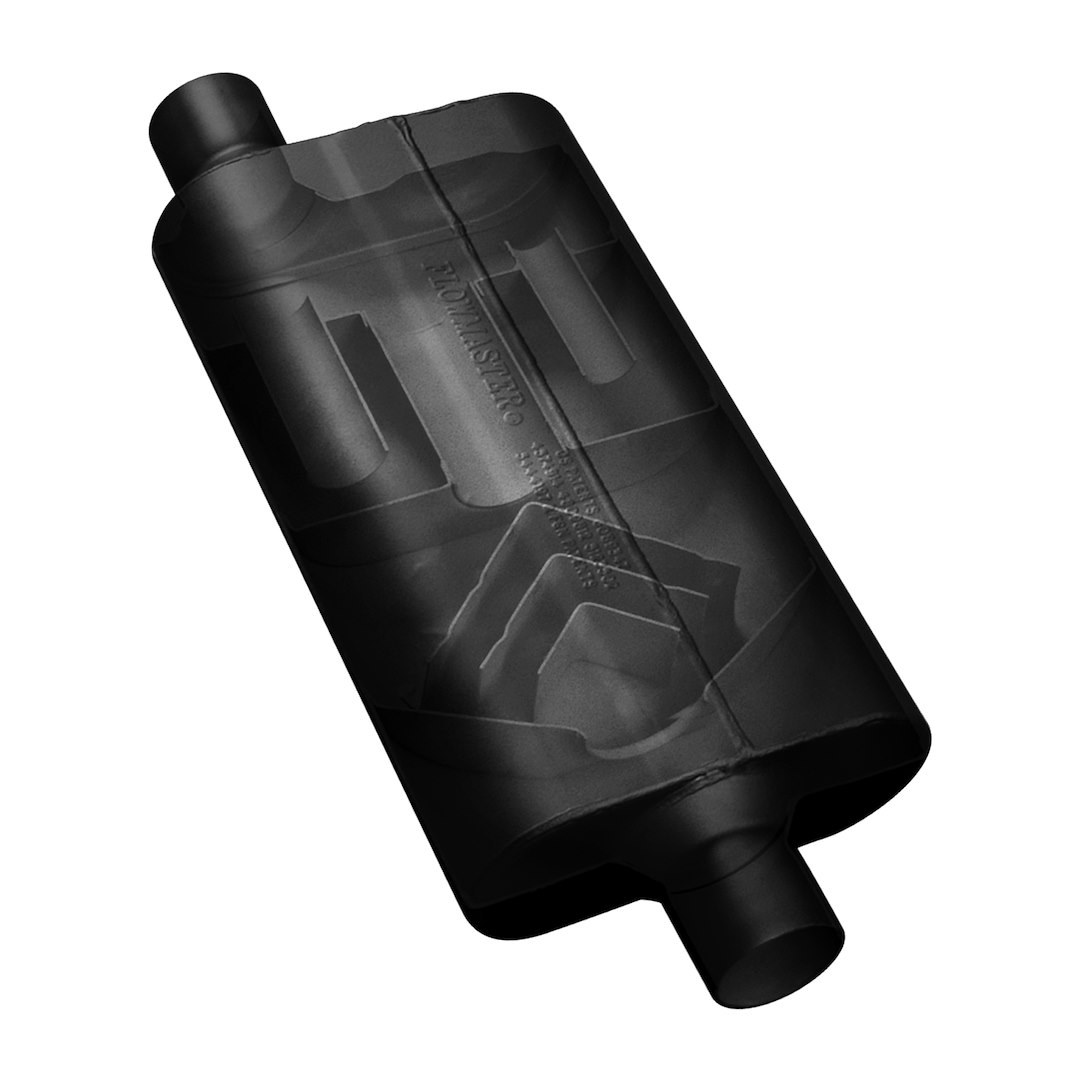 Flowmaster Exhaust Muffler, 50 Series ™ Delta Flow ®, 9-3/4 Inch Width X 4 Inch Height Aluminized Steel Case, Single 2-1/2 Inch Offset Inlet – 942551
